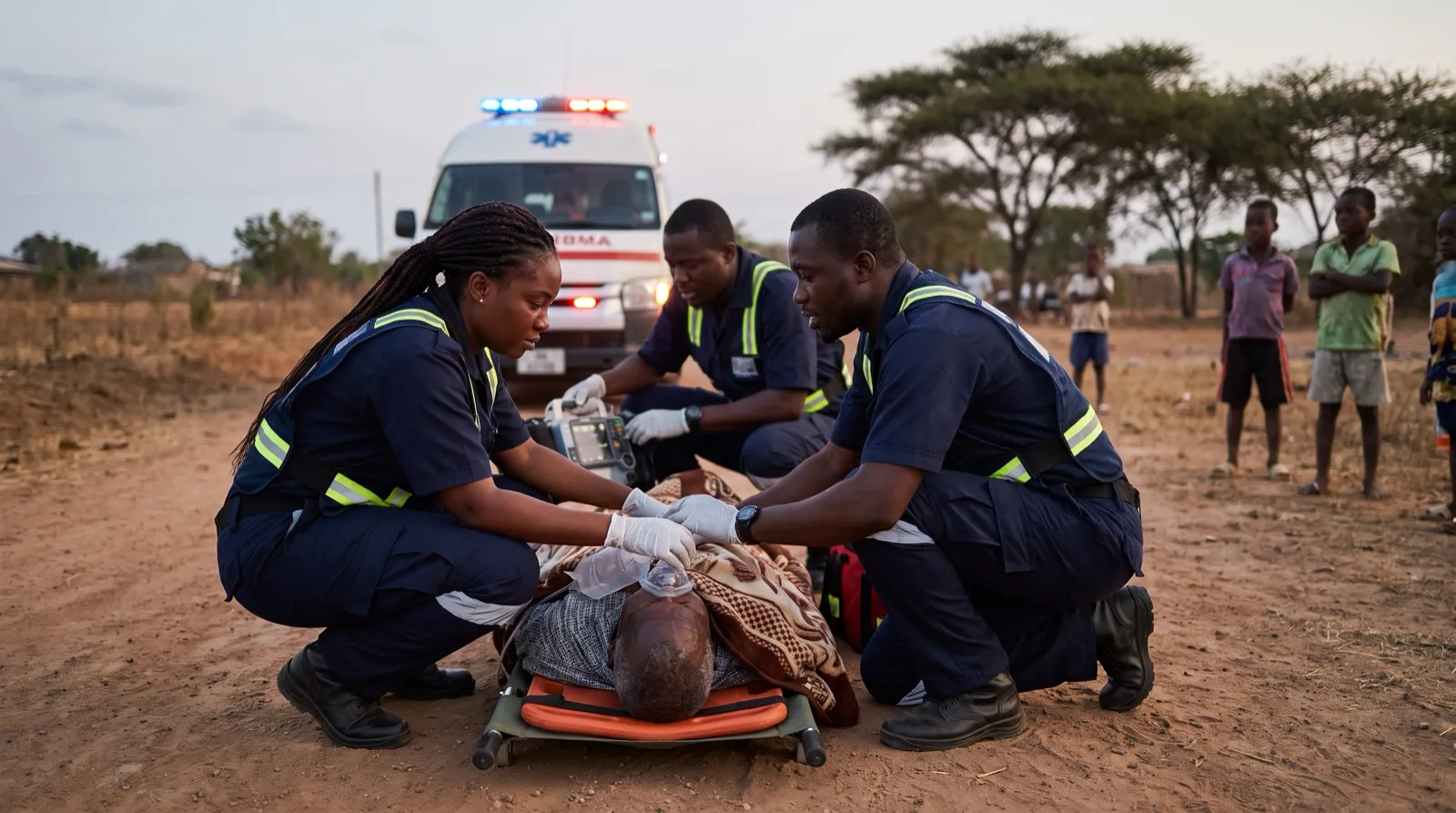 CodeRed resuscitation crew using an AED during an emergency response