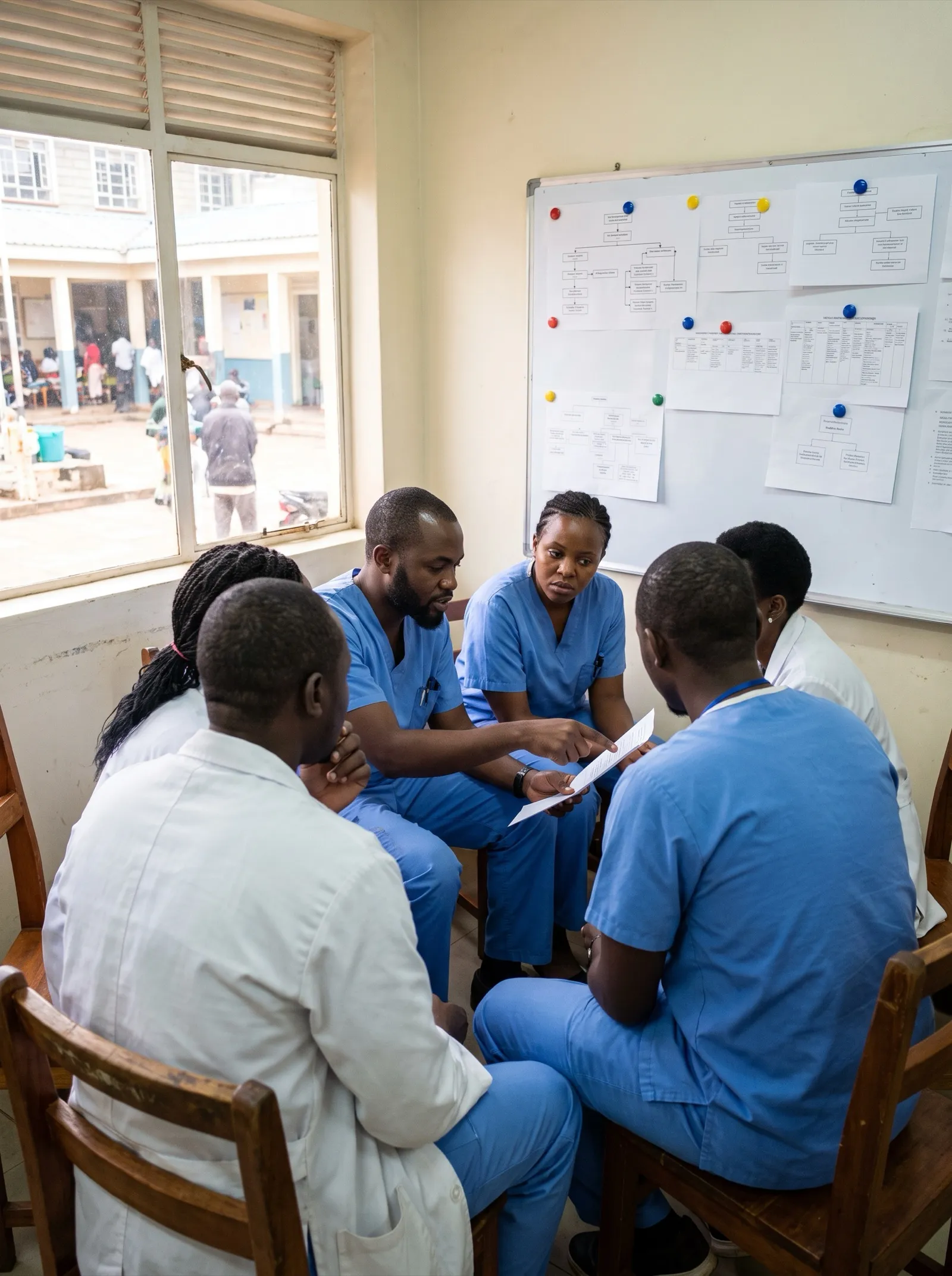 Group of healthcare professionals participating in an emergency department training session